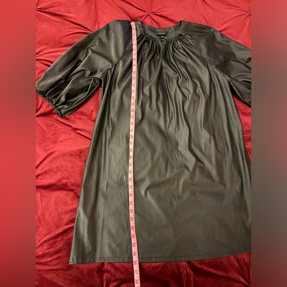 WHO WHAT WEAR CUTE AF BLACK VEGAN LEATHER MINI-DRESS/TUNIC SIZE LARGE - Picture 4 of 5